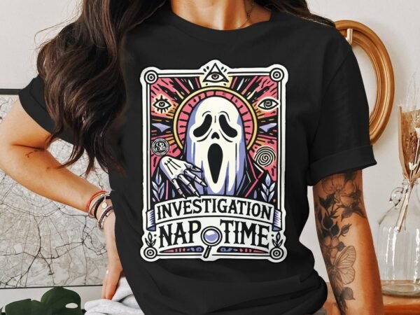 Kriminalfälle Tarot Karten T-Shirt, Mystische Tarotkarten für Krimi Fans Tee, Esoterik Kartenlegen Detektiv Top, Tarotdeck Wahrsager Shirt - Image 3