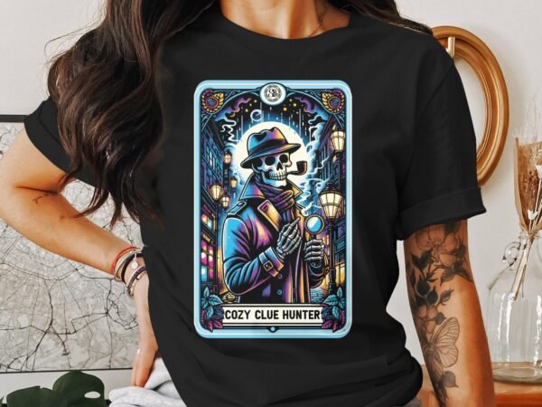 Kriminalfälle Tarot Karten T-Shirt, Mystische Tarotkarten für Krimi Fans Tee, Esoterik Kartenlegen Detektiv Top, Tarotdeck Wahrsager Shirt - Image 3