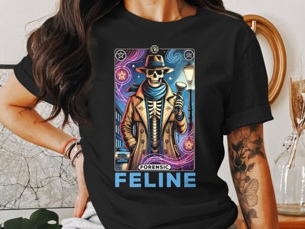 Kriminalfälle Tarot Karten T-Shirt, Mystische Tarotkarten für Krimi Fans Tee, Esoterik Kartenlegen Detektiv Top, Tarotdeck Wahrsager Shirt - Image 3