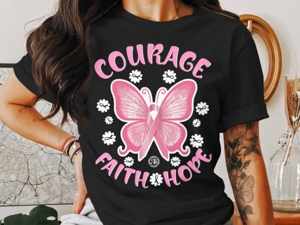 Kampf Stärke Hoffnung Brustkrebs Bewusstsein T-Shirt, Vorsorgeuntersuchung Gesundheit Tee, Hilfe Symbol der Solidarität Pinke Schleife Top - Image 3
