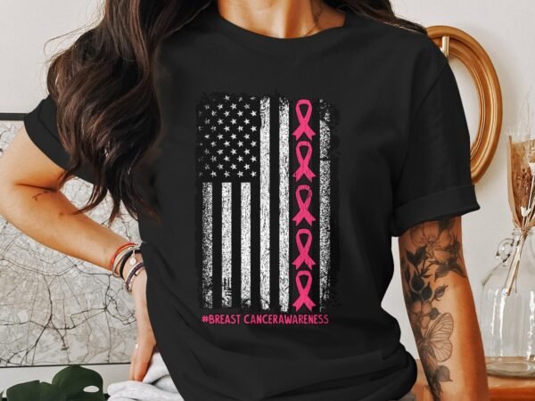 Kampf Stärke Hoffnung Brustkrebs Bewusstsein T-Shirt, Vorsorgeuntersuchung Gesundheit Tee, Hilfe Symbol der Solidarität Pinke Schleife Top - Image 3