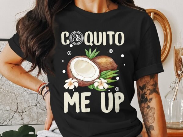 Tropisches Coquito Weihnachten T-Shirt, Traditionelles Kokosnuss Urlaubsgetränk Shirt, Festliches Puerto Rico Karibik Tee, Kokos Reisetop - Image 3