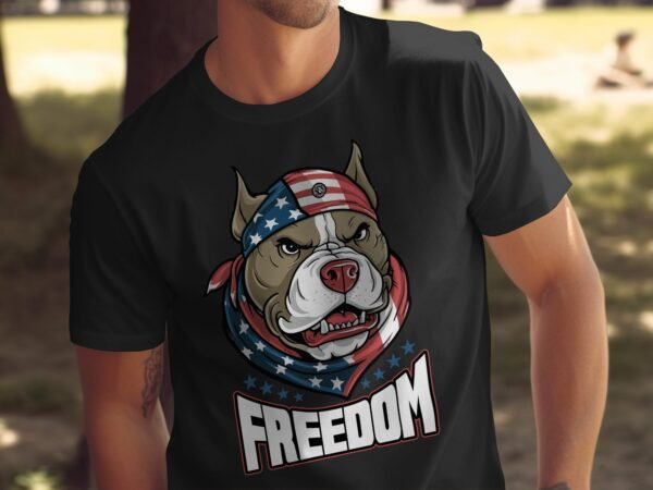 Freiheit Pitbull TShirt Bull USA 4 Juli Outfit Veteran Patrioten Look Freiheit Style Nationalstolz Flaggen Design Rot Weiß Blau Kämpfer Tee - Image 5