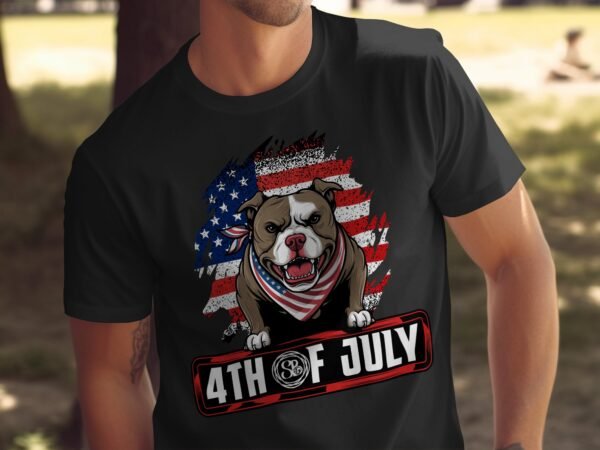 Unabhängigkeitstag Shirt Pitbull USA 4 Juli Outfit Veteran Patrioten Look Freiheit Style Amerika Flaggen Design Rot Weiß Blau Sommerkleidung - Image 5