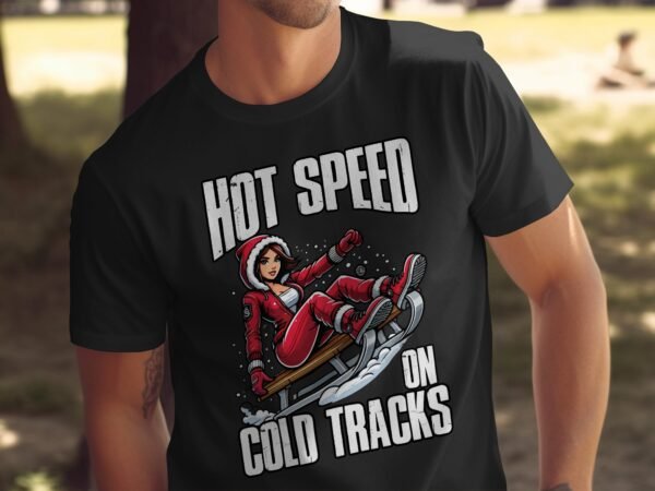 Geschwindigkeit im Schnee T Shirt, Lustiges Winter Schlitten T Shirt, Weihnachtsgeschenk für Schneeliebhaber, Damen Schlittenfahren Tee - Image 5