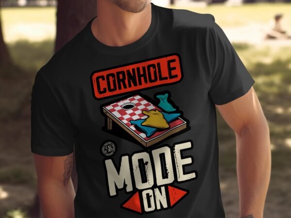 Cornhole Modus An Gartenspiel T-Shirt, Camping Freizeitspiel Shirt, Turniersieger Outfit, Wurfsack Holzbrettspiel Tee, Sommer Outdoor-Spiel - Image 5