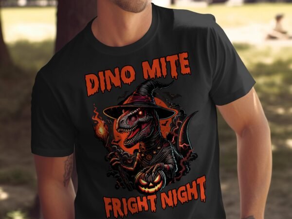 Scary Dinosaur Halloween T-Shirt, Spooky T-Rex Tee, Fun Magic Costume Dino Shirt, Hunter Witch Hour Madness Top, Trick-Or-Treat Night Party - Image 5