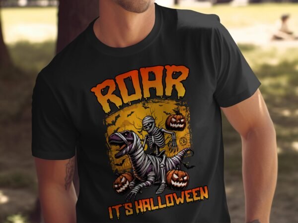 Scary Dinosaur Halloween T-Shirt, Spooky T-Rex Tee, Fun Magic Costume Dino Shirt, Hunter Witch Hour Madness Top, Trick-Or-Treat Night Party - Image 5