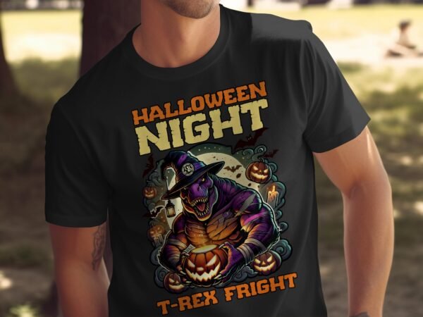Scary Dinosaur Halloween T-Shirt, Spooky T-Rex Tee, Fun Magic Costume Dino Shirt, Hunter Witch Hour Madness Top, Trick-Or-Treat Night Party - Image 5