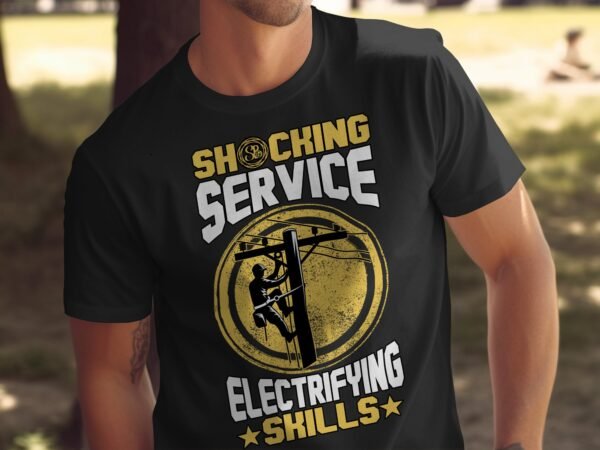 Shocking Service T-Shirt, Electrifying Skills Graphic Tee, Electrician Themed Shirt, Unique Lineman Tee, Powerline Worker Gift - Image 5