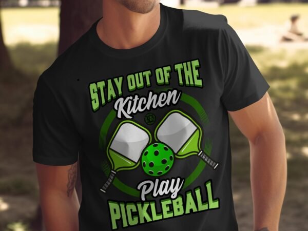 Pickleball Schläger T-Shirt, Geschenk für Sportliebhaber, Humorvolles Bleib Aus Der Küche Fern Motiv, Lustiges Outdoor-Aktivität Team Shirt - Image 5