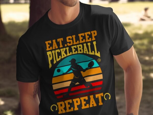Eat Sleep Pickleball Repeat T-Shirt, Lustiges Sportbegeisterte Retro Geschenk, Vintage Pickleball Fans Motiv, Aktivität Sportliebhaber Tee - Image 5