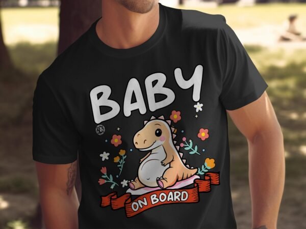 Baby on Board T-Shirt Schwangerschaft Mama Pregasaurus Babybauch Shirt Werdende Eltern Dino Shirt Mutter Vibes Schwangerschaft Familie - Image 5