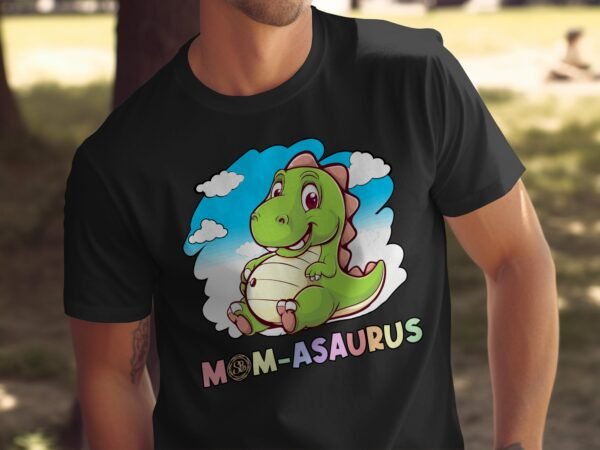 Mama Pregasaurus T-Shirt Werdende Eltern Kleidung Schwangerschaft Shirt Dino Design Babybauch Dinosaurier Cartoon Kleidung Mama Outfit - Image 5