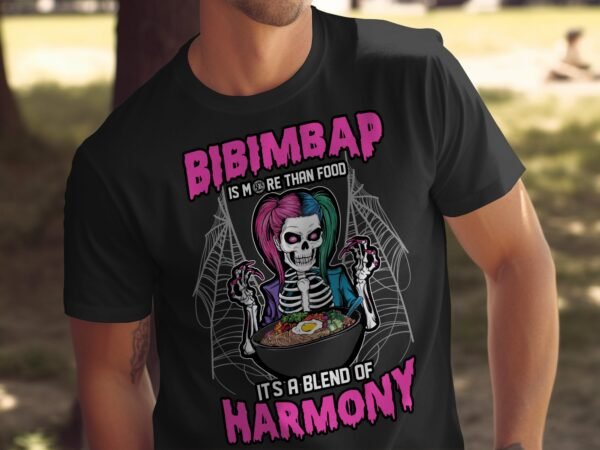 Anime Bibimbap Halloween T-Shirt, Koreanisches Essen Tee, Magisches Kostüm, Ramen MRE Zutaten Shirt, Wahnsinn Bowl Top, Gimbap Party - Image 5
