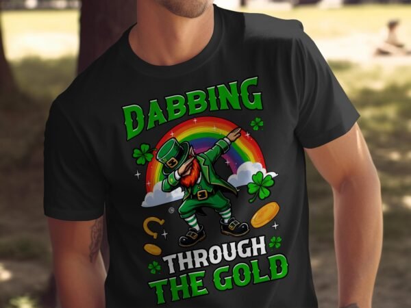 Lustiger Irscher Tanz Dabbing Kobold Regenbogen Gold T-Shirt Irisches St Patricks Day Kleeblatt Glück Tee Party Festival Volkstanz Shirt - Image 5