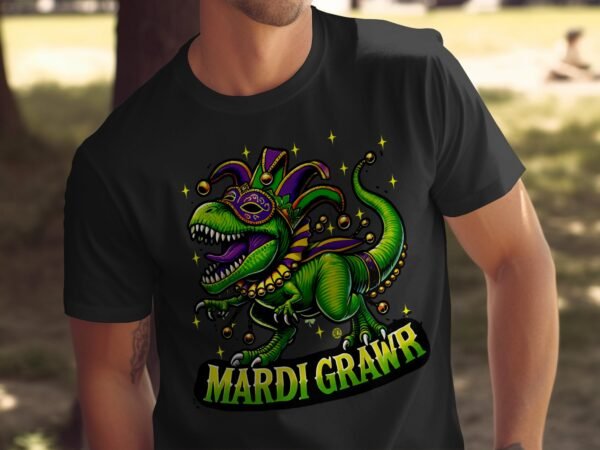 Saint Paddy Dinosaurier Mardi Gras Shirt Karneval Dinosaurier Design Mardi Grawr T-Rex Grafik Faschings Glücksbringer Shirt Kleblätter - Image 5