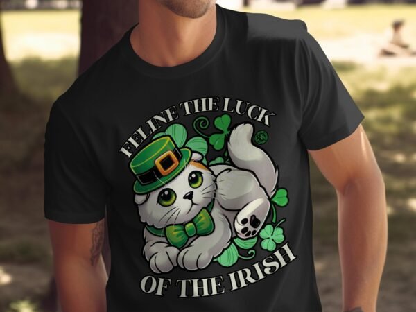 Glück Irland T-Shirt Katzenliebhaber Kleeblatt Stil St Patrick's Day Tee Irland Glückstier Bekleidung Keltische Kleeblätter Shirt Glücksklee - Image 5