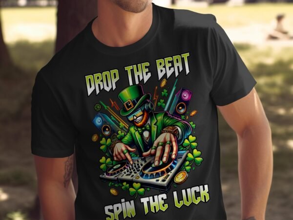 Grüner DJ Kobold T-Shirt Beat Festival St. Paddy Shirt für Musikliebhaber Party Musik Kleeblätter Fan Ginger Glücksbringer Tee St. Patrick - Image 5