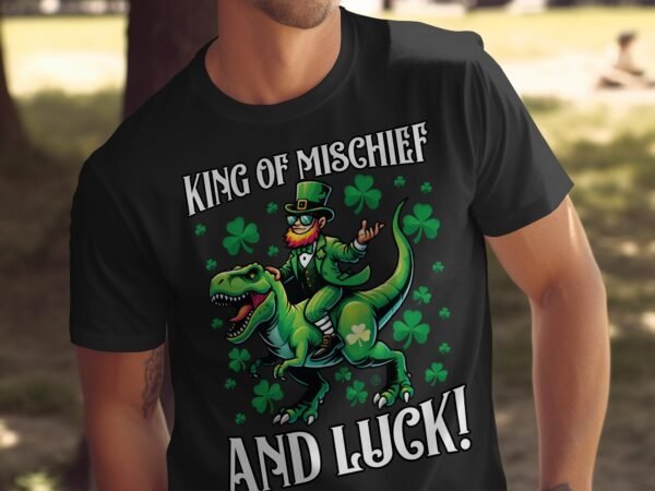 St. Paddy Kleeblatt T-Rex Shirt Irischer Ginger König Von Unfug Und Glück St Patricks Day T Rex Tee Irisches Grünes Dinosaurier Kostüm - Image 5