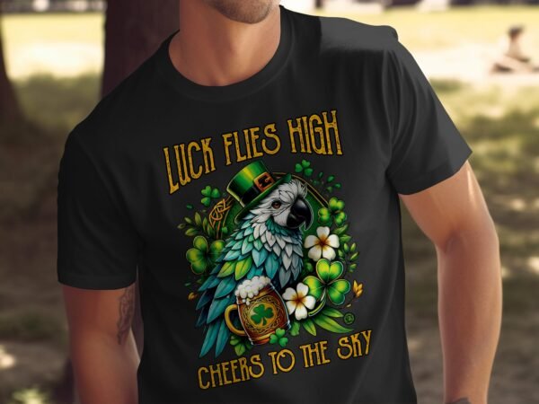 St. Patrick Papagei T-Shirt Glücksvogel Shirt Kleeblatt Design Bierliebhaber Aufdruck Tee Irisches St. Paddy Tee Outfit Blumen Vogel - Image 5