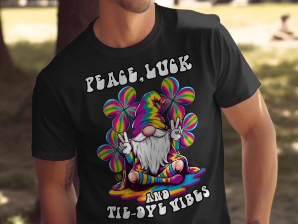 Friedensglück mit Batikschwingungen Shirt, lustiger Gnom T-Shirt, Hippie Kostüm Humor, farbenfrohes Gnom Shirt, positives Vibe Shirt - Image 5