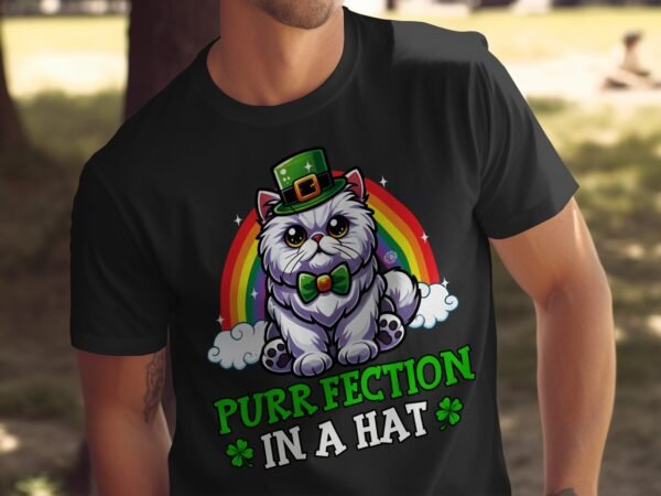 Lustiger St. Patricks Day Katzen T-Shirt, Perfekte Katze in einem Hut, Niedliches St. Patricks Day Tier T-Shirt, Welthundetag Geschenkidee - Image 5