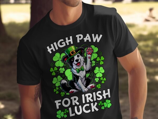 Lustige St Patricks Day T-Shirts, Hunde und Katzen Design, High Paw für Irish Luck, Geschenkidee für Tierliebhaber, Glücksbringer Shirt - Image 5