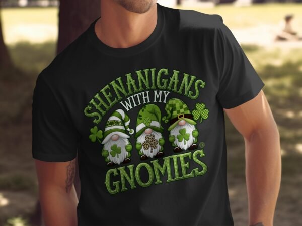 Lustiges St. Patrick's Day T-Shirt, Shenanigans mit meinen Gnomies Design, Glücksklee und Gnome Shirt, Unisex lustiges Geschenk - Image 5