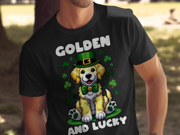 St. Patrick's Day Hund Shirt, Lustiger St. Patrick's Tag Golden Retriever, Golden und Lucky Hundeshirt, Hunde Klee T-Shirt - Image 5