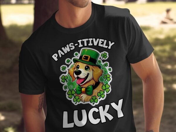 Lustiger Hund St. Patrick's Day Shirt, Paws-itively Lucky, T-Shirts für Tierliebhaber, Glücksklee Hund, Animal Lovers T-Shirt - Image 5