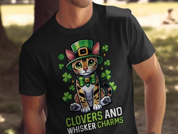 St. Patrick's Day T-Shirt, Katzen T-Shirt, Hunde T-Shirt, lustiges T-Shirt, Klee-Design, Whisker Charms, Herren Damen Shirt - Image 5