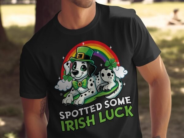 Lustiges Hund T-Shirt, St. Patrick's Day Dalmatiner Shirt, Irischer Glücksbringer, Tierliebhaber Kleeblatt, Buntes Hundemotiv - Image 5