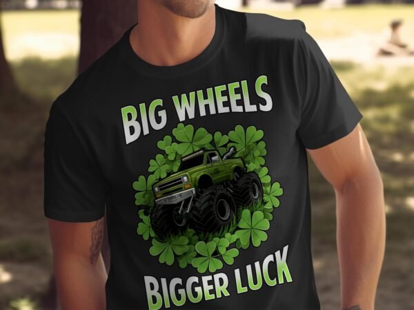 Monster Truck Shirt, Big Wheels Bigger Luck T-Shirt, Lucky Monster Truck Tee, Clover Monster Truck Shirt, St. Patrick's Day Tee - Image 5