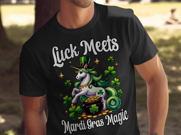 Einhorn T-Shirt Kleeblatt Shirt Glückliches Mardi Gras Design Magisches Motiv Kinder Party Outfit St Paddys Day Karneval Gold Kostüm - Image 5