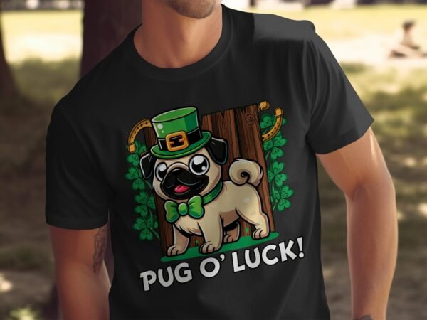 St. Patricks Day Shirt, Lustige Hund Katze Shirt, Glück Spug Shirt, Pug O' Luck, Irish Tier Shirt, Kleeblatt Tier T-Shirt - Image 5
