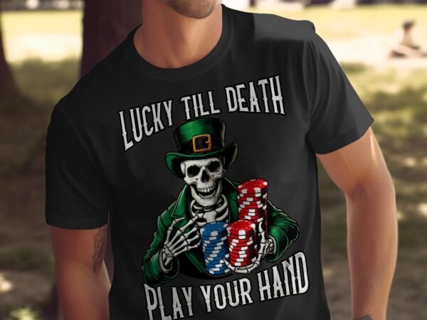 St. Patricks Day Shirt Poker Design, Lustig Shirt Skull mit Karten, Casino Glücksbringer, Poker Chip T-Shirt Herren, Geburtstag Überraschen - Image 5