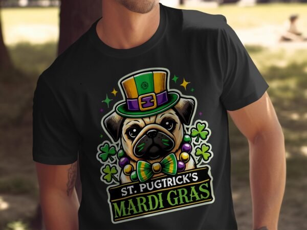 Lustiges St. Patricks Day Shirt, Mardi Gras und St. Patricks Day Design, Pugtricks Festival T-Shirt, Party Tee, festliches Shirt - Image 5