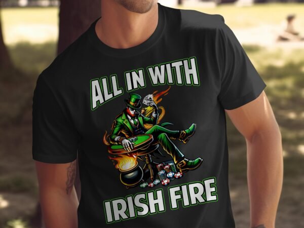 St. Patricks Day Poker T-Shirt, Irisches Feuer All In, Casino Spielkarten Tee, Poker Nacht Oberteil, Glücksspiel St. Patrick TShirt - Image 5