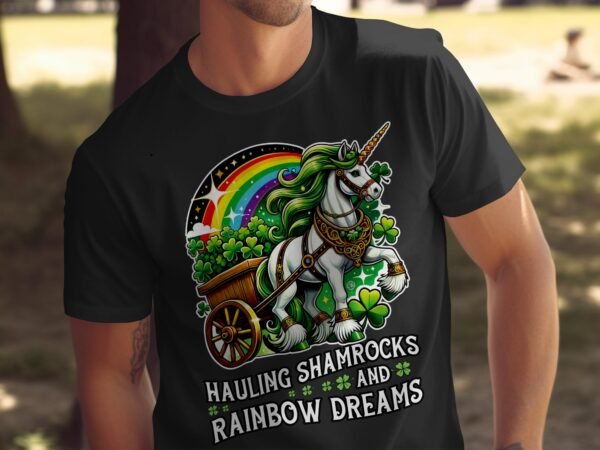 Magisches Einhorn T-Shirt, Irisches Einhorn Print, Hauling Shamrocks, Regenbogenträume Design, St. Patricks Day Shirt, Geschenkidee - Image 5