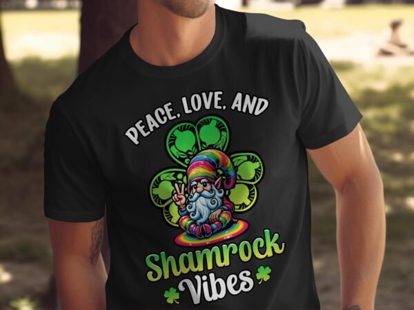 Irischer Zwerg T-Shirt, Frieden Liebe und Kleeblatt Vibes, Lustige St Patrick's Day Kleidung, Geschenk für Irland Fans - Image 5