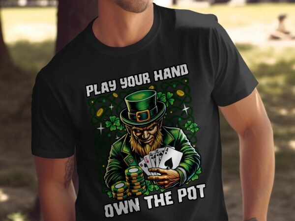 St. Patricks Day T Shirt, Poker Casino Shirt, Irish Leprechaun Playing Cards, Luck of the Irish Tee, Poker Gift for Him - Image 5
