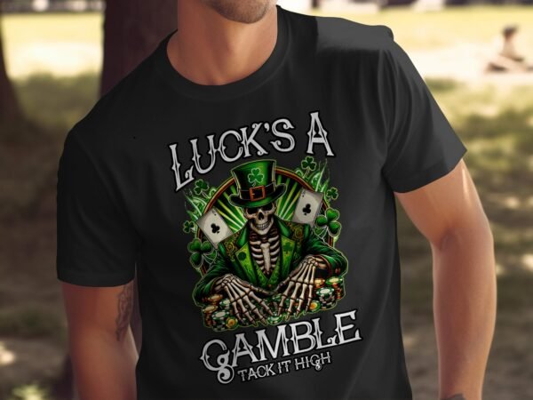 St. Patricks Day Poker T-Shirt, Gruseliges Skelett Casino Design, Glücks Tag für Pokerliebhaber, Spielkarten T-Shirt, Lustiges Glücksspiel - Image 5