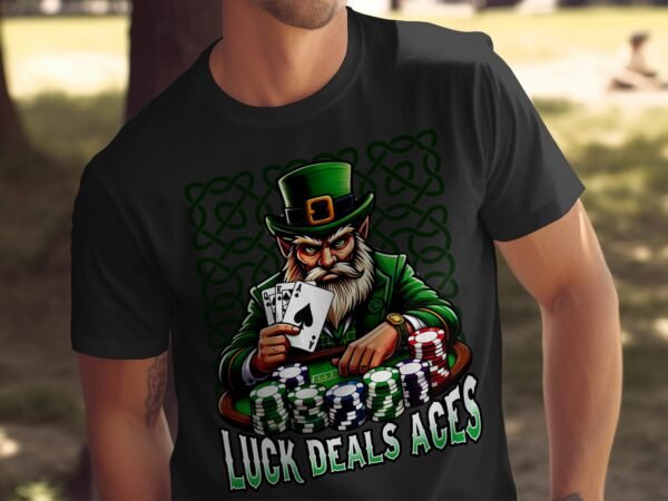 Saint Patricks Day Poker Shirt, Lustiger Poker Leprechaun, Glück Dealt Aces TShirt, Casino Spieler Hemd, Irland Poker Fan Kleidung - Image 5