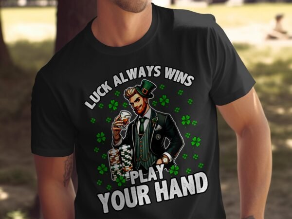 St. Patricks Day Poker T Shirt, Casino Spieler Mens Tee, Lustige Glücksbringer Grafik, Spielkarten Design TShirt, Lustige Geschenkidee - Image 5