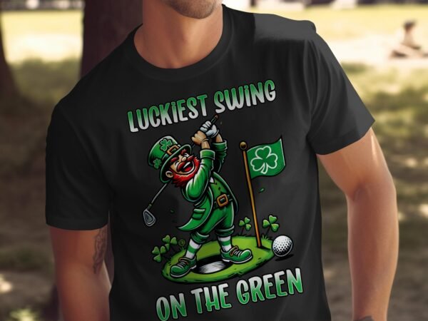 Glücklichster Schwung auf dem Grün, Lustiges Golf T-Shirt, St. Patrick's Day Geschenk Tee, Irisches Golfspiel, Shamrock Golf Shirt - Image 4