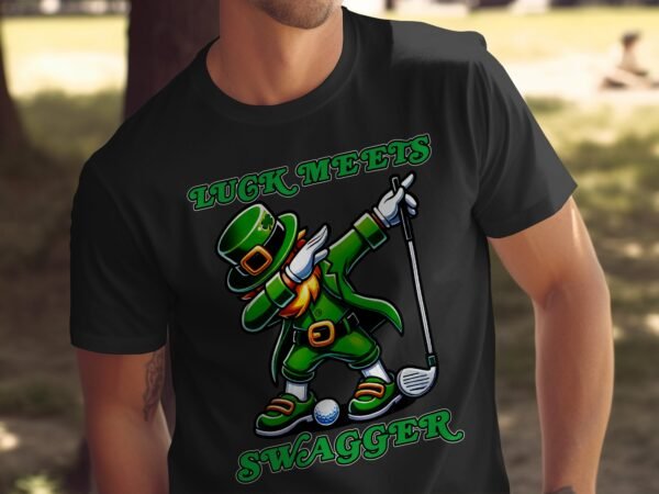 St. Patricks Day Golf T-Shirt, Lustiger Leprechaun Dab, Glück trifft Swagger, Golfspieler Geschenk, Irisches Golfen Shirt, Feiertag - Image 4