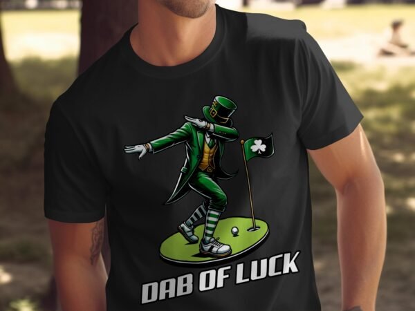 Lustiges St. Patricks Day Golf T-Shirt, Dab of Luck Design, Geschenkidee für Golfer, Dabbin Leprechaun, Ei Golfliebhaber - Image 4