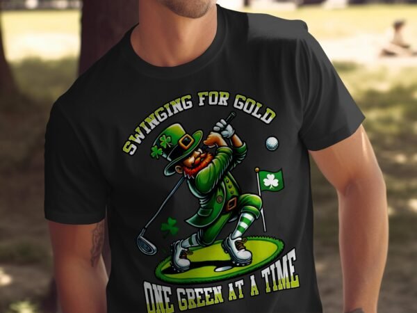 Lustiges St. Patricks Day Golf T-Shirt, Swinging For Gold, Ein Golf nach dem anderen, Geschenk für Golfer, Irisches Golf Shirt - Image 4