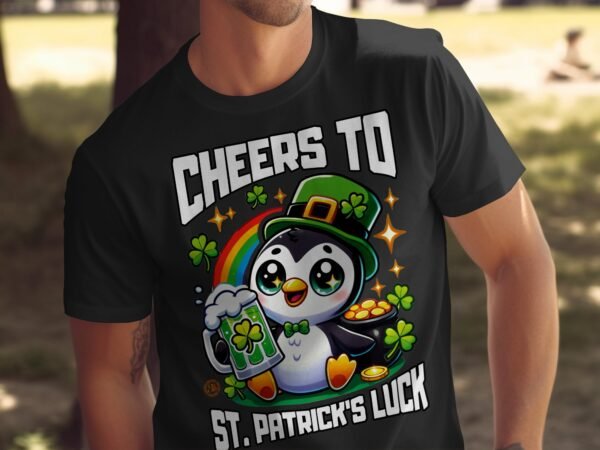 Lustiges Pinguin St Patricks T-Shirt, Irisches Festival Shirt, Niedlicher Tierfreund, Glück Kleeblatt, Bier T-Shirt - Image 4